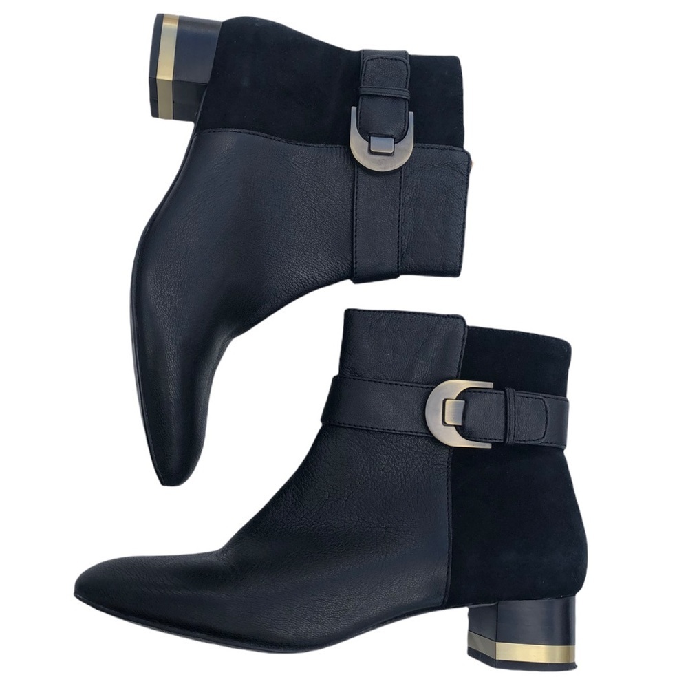 Joan David leather ankle boot gold trim 8 1/2​